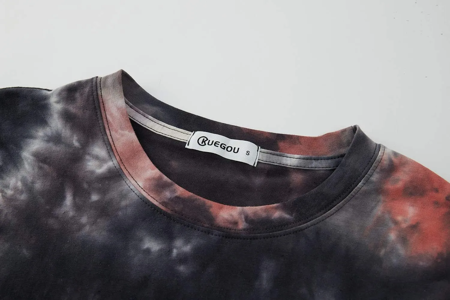 KLIEGOU Mens Hipster Crewneck T-Shirt Round Hemline Hole Tees
