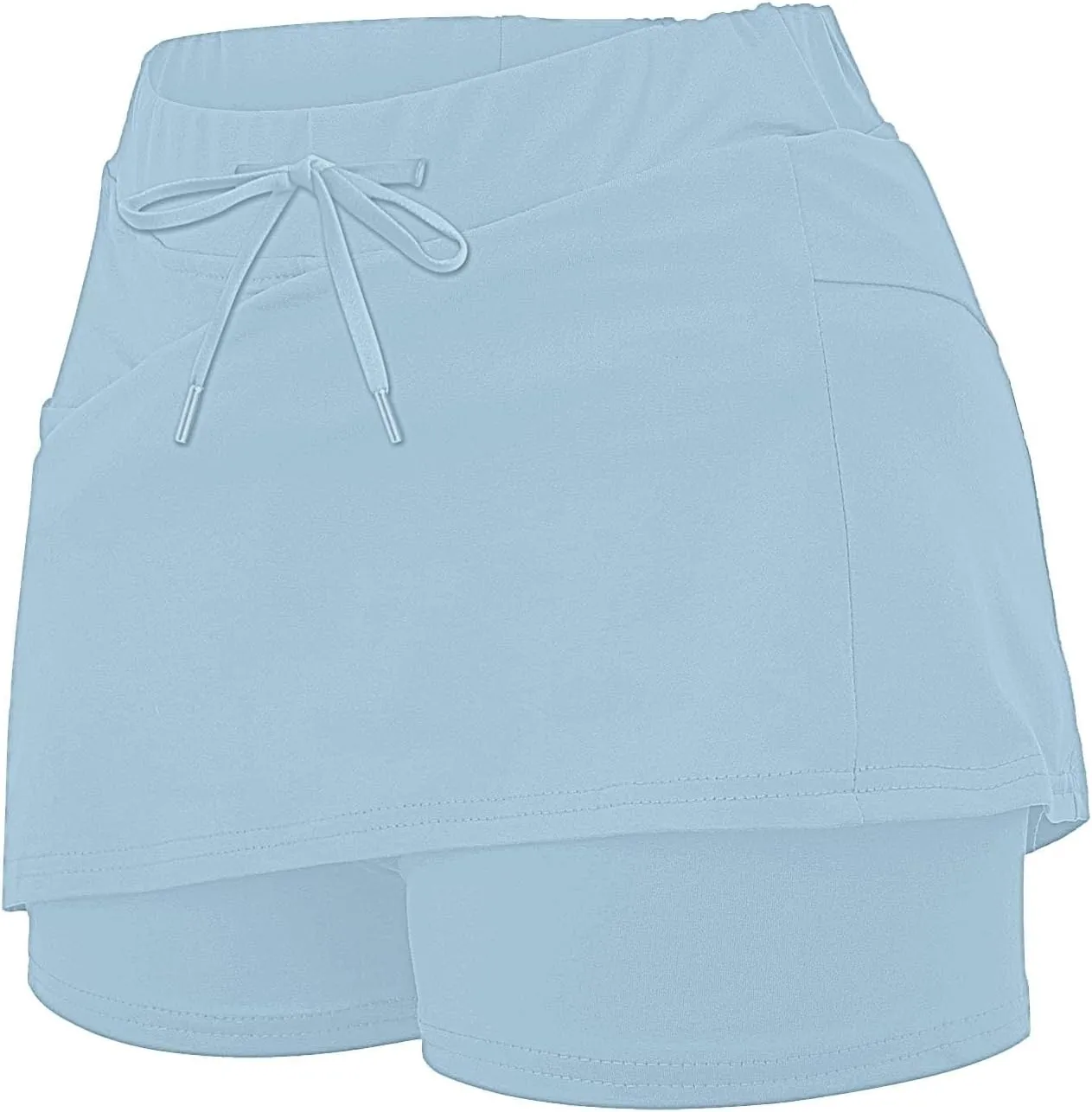 Knee Length Skorts Skirts for Women,Tummy Control Plus Size Skorts with Pockets Mid Waist Athletic Pants Shorts Skirt