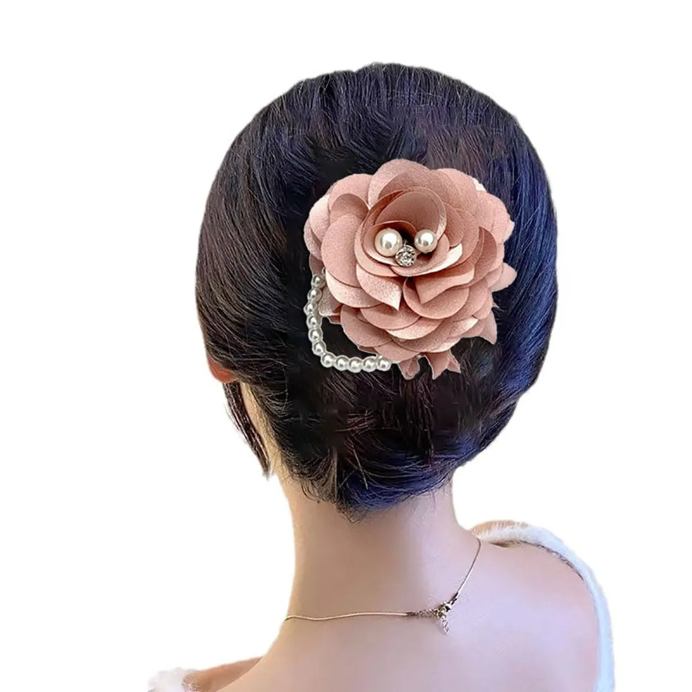 Kokoma Elegant Peony Flower Brooch Pin for Women Lady Fabric Flower Pearl Brooch Lapel Pins for Wedding Bohemia Dress Suit Ceremony Clothes Accessories Jewelry (Pink)