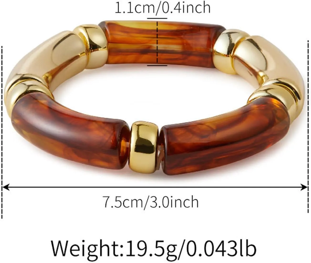 KOLODOGO 3PCS Gold Chunky Bangles Bracelets for Women Stackable Chunky Bracelets Acrylic Bamboo Bracelet Stretch Bracelets for Women as Jewelry Gift