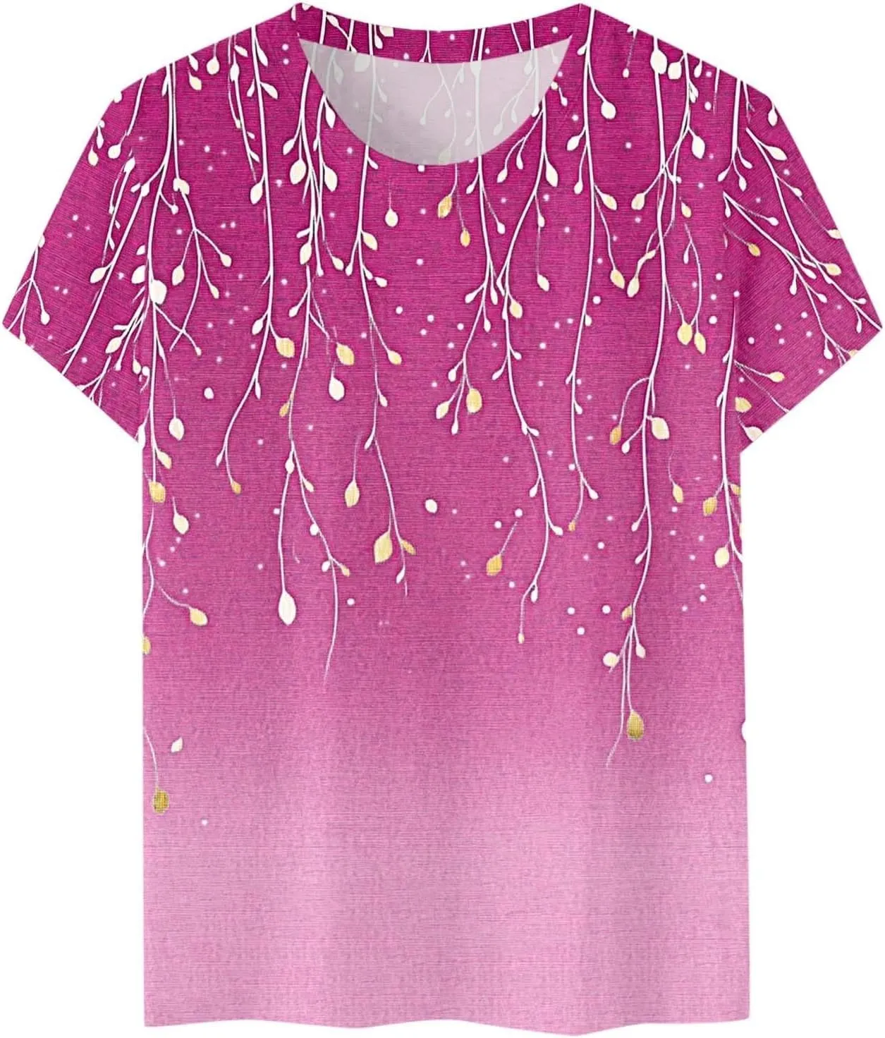 Ladie's 2025 Trendy Floral Print Round Neck T-Shirt for Summer Women Casual Loose Fit Boho Top Outfits