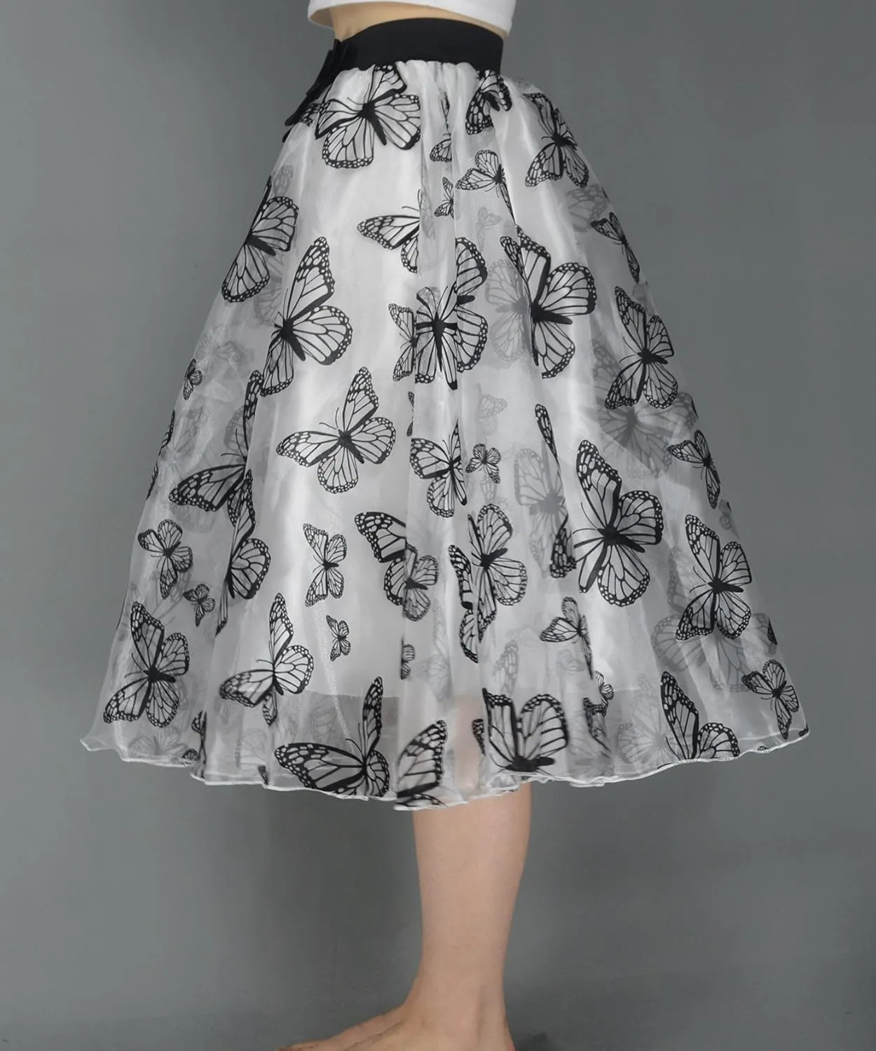Lady's Organza Princess Skirt Bowknot A Line Pleated Midi/Knee Length Tutu Party Skirts