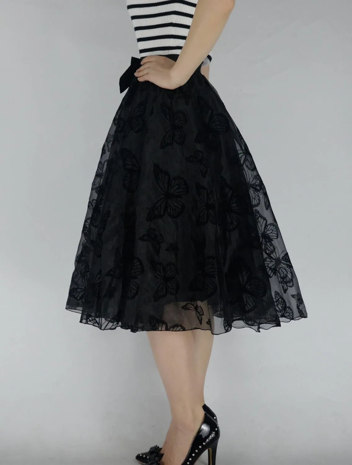 Lady's Organza Princess Skirt Bowknot A Line Pleated Midi/Knee Length Tutu Party Skirts