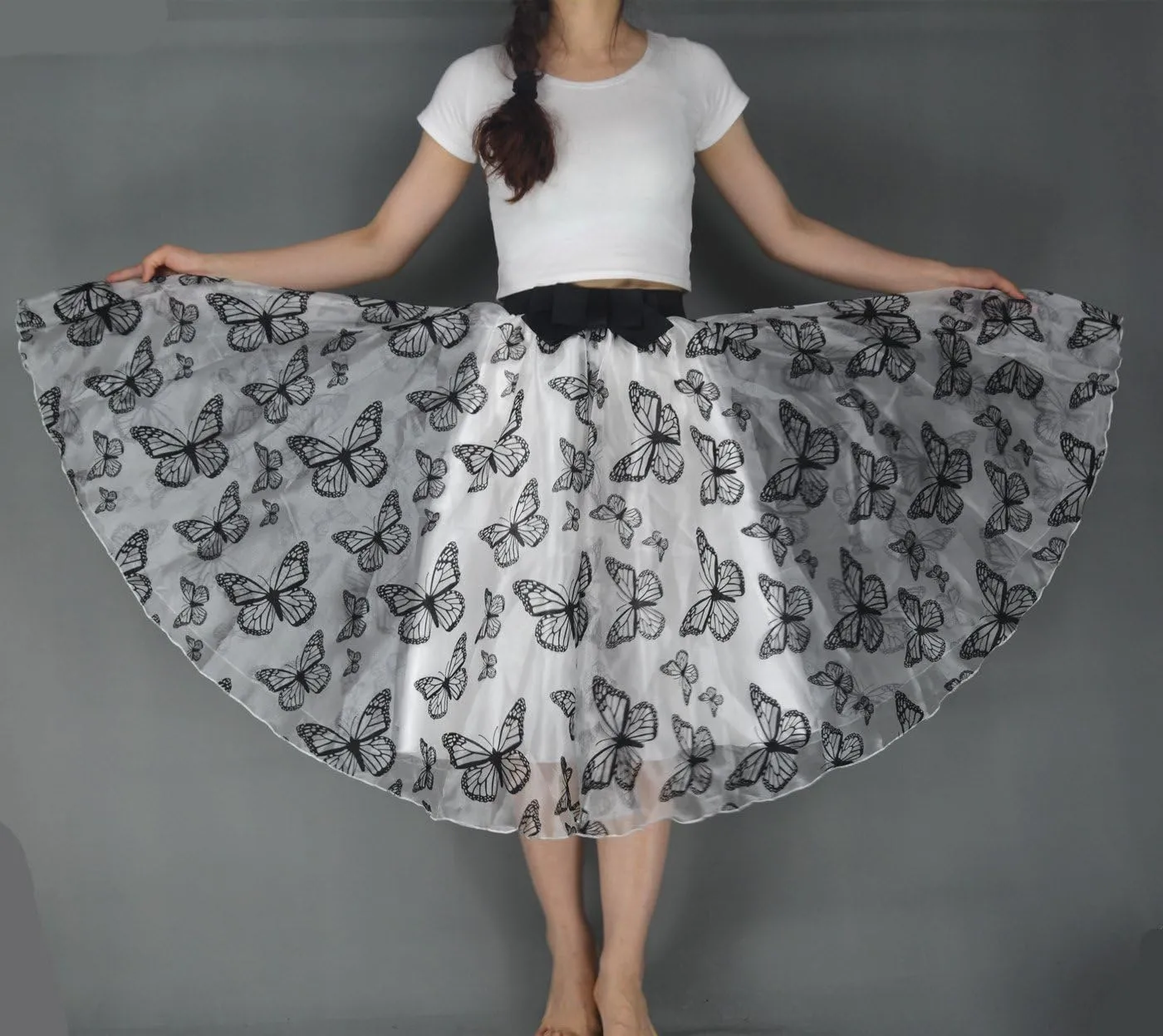 Lady's Organza Princess Skirt Bowknot A Line Pleated Midi/Knee Length Tutu Party Skirts