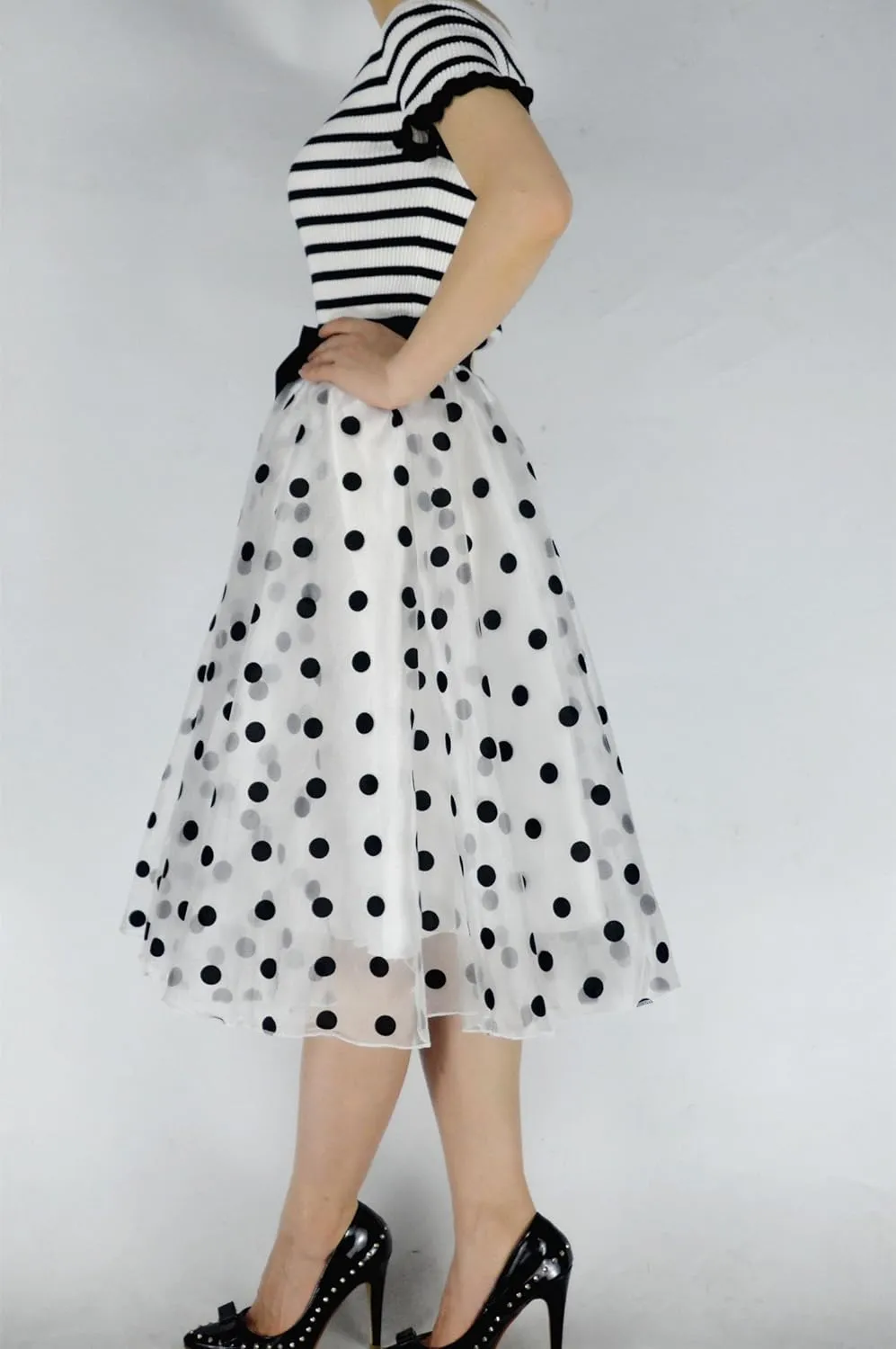 Lady's Organza Princess Skirt Bowknot A Line Pleated Midi/Knee Length Tutu Party Skirts