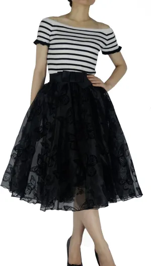 Lady's Organza Princess Skirt Bowknot A Line Pleated Midi/Knee Length Tutu Party Skirts