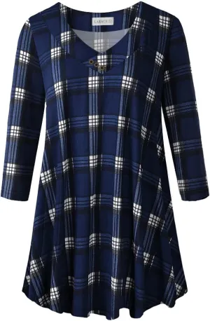 LARACE Plus Size Tunic Women's 3/4 Sleeve Tops And Blouses V Neck Shirts Loose Basic Tee