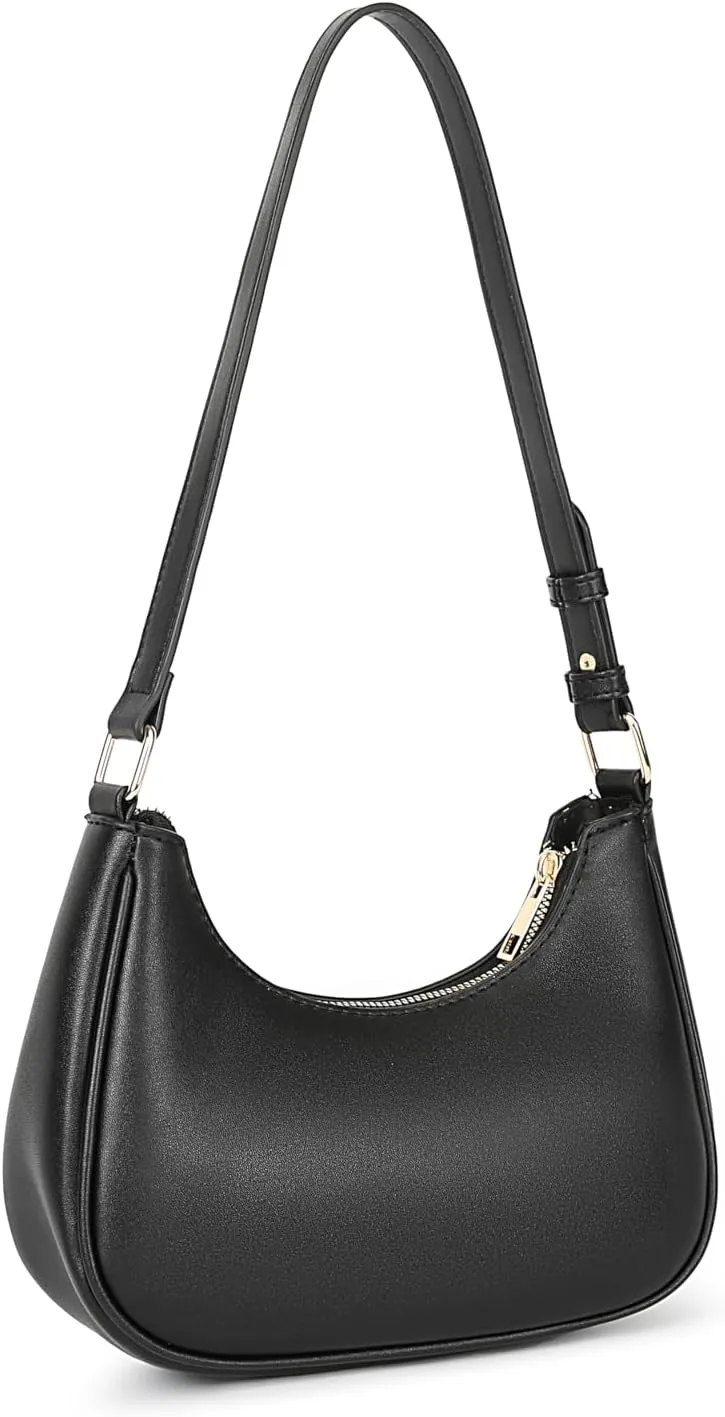 Leather Hobo Handbag for Women Crescent Shoulder Bag for Ladies Trendy Color Crossbody Bag Underarm Tote Bag (Pink)