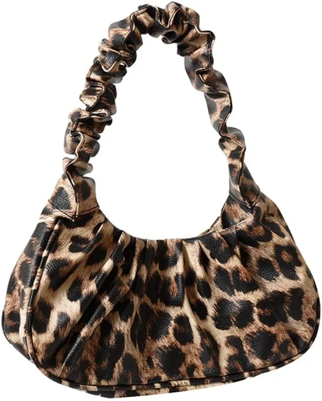Leopard Print Crescent Shoulder Bag Cheetah Print Hobo Handbag Purse Women Leopard Underarm Clutch Purse