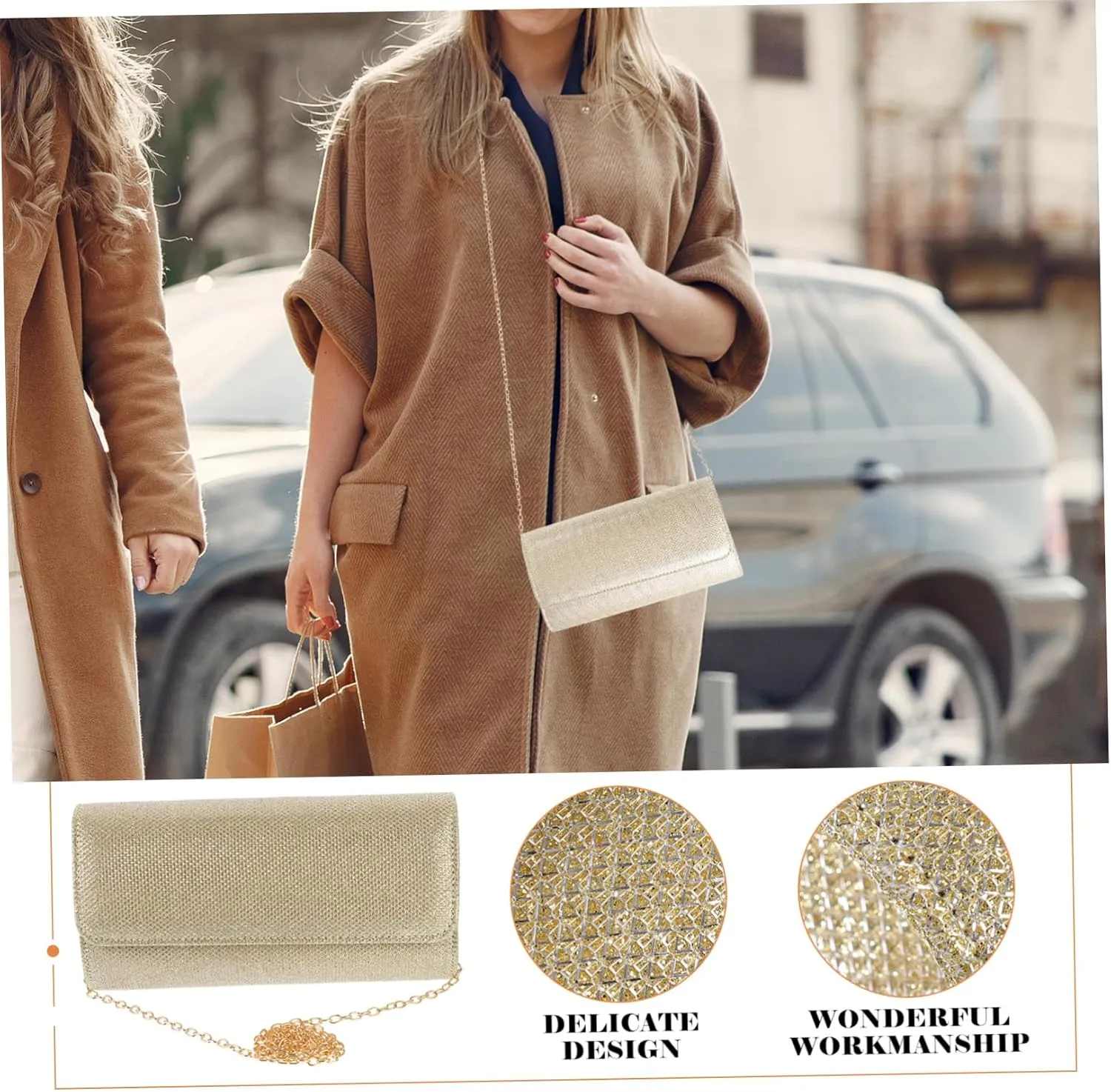 LIFKOME Handbag Clutch Bag Evening Bag for Women Purse with Chain Strap Women Evening Bag Purse for Women