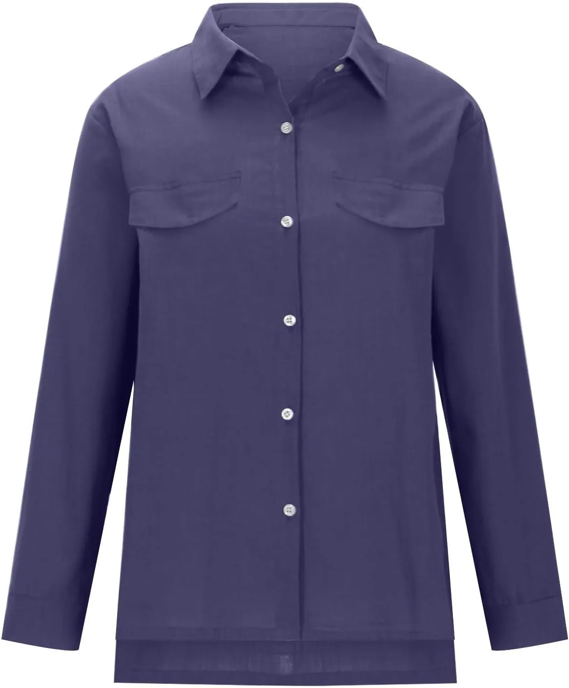 linen Crop Tops for Women Linen Shirts for Women with Pockets Long Sleeve High Low Oversized Blouse Tops for Women