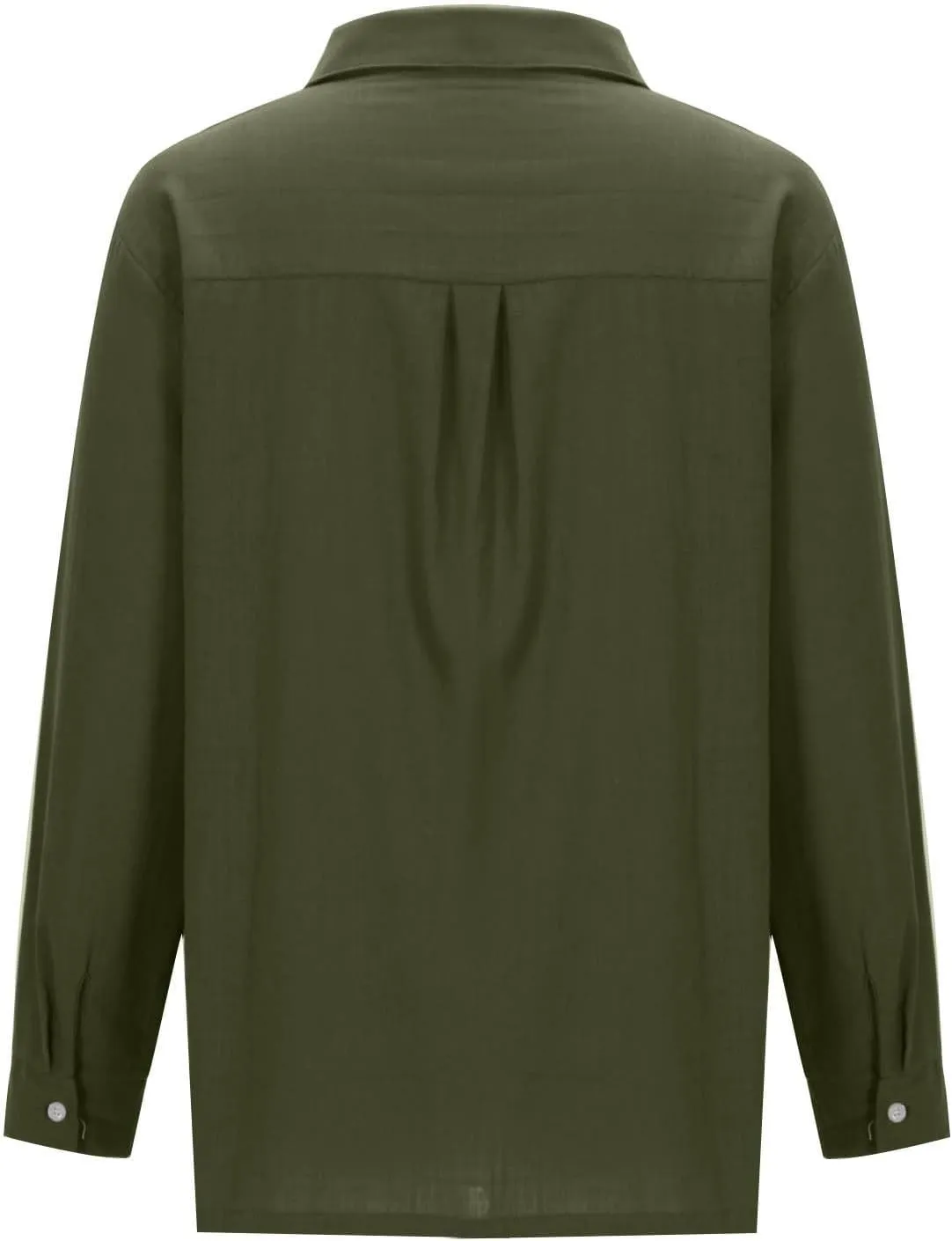 linen Crop Tops for Women Linen Shirts for Women with Pockets Long Sleeve High Low Oversized Blouse Tops for Women