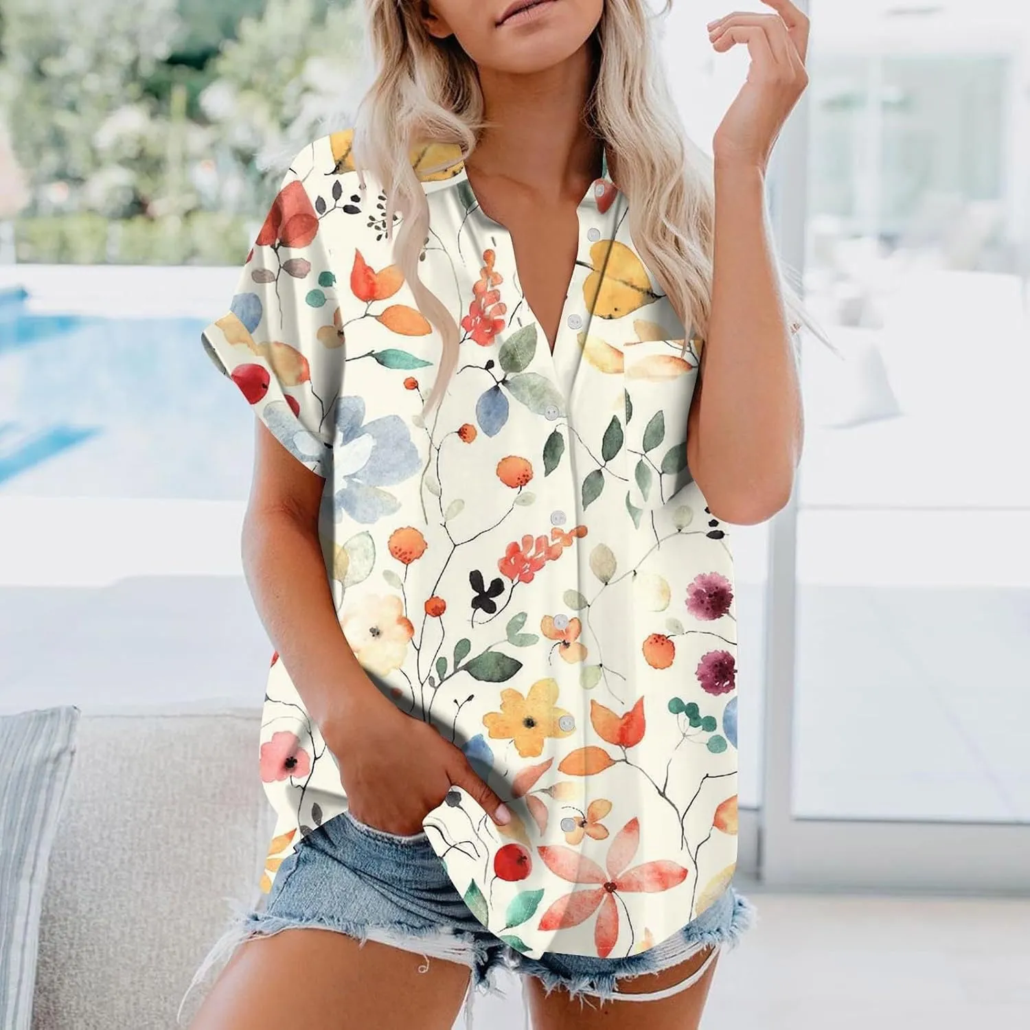 Linen Outfits Women White Linen Shirt Women Down Blouses Tops Long Sleeve Shirt for with Front Pocket Tops Long Sleeve