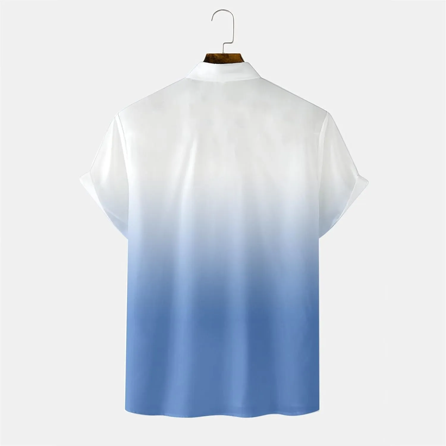 Linen Shirts for Men Gradient Short Sleeve Casual Button Down Shirt Lightweight Summer Beach Regular Fit Hawaiian Shirt