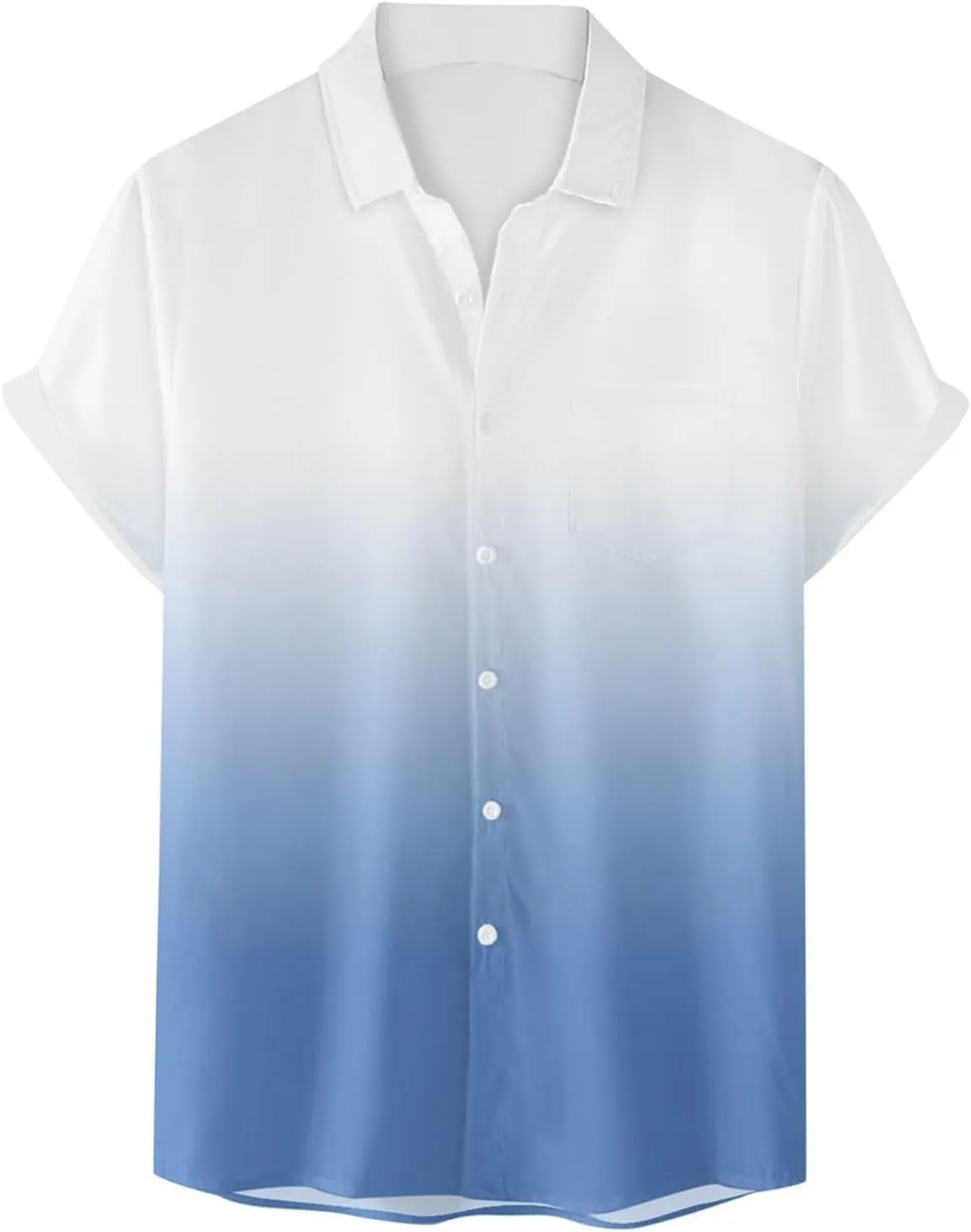 Linen Shirts for Men Gradient Short Sleeve Casual Button Down Shirt Lightweight Summer Beach Regular Fit Hawaiian Shirt