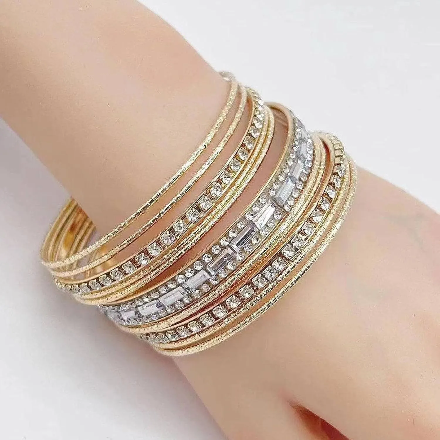Long tiantian Gold Bangles for Women Indian Bangle Bracelets Chunky Bangles Bracelets Non Tarnish Gold/Silver Bracelet for Women Trendy Jewelry Gift