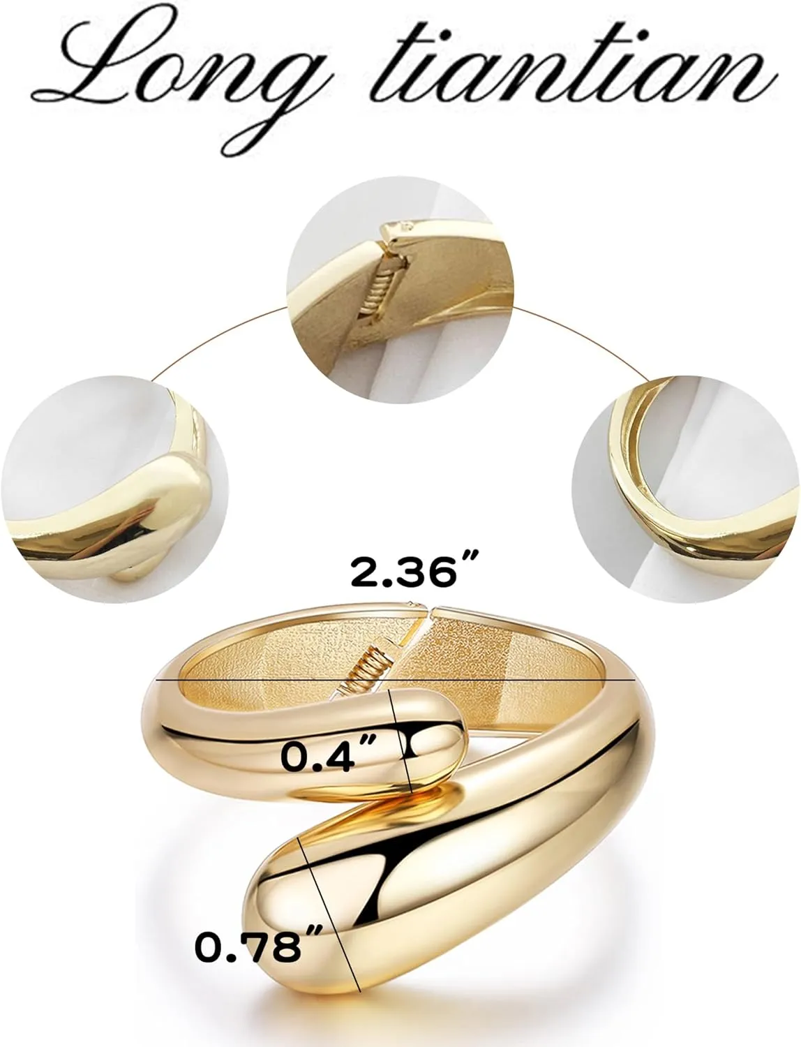 Long tiantian Gold Bracelets for Women, Gold Bangles for Women Chunky Bangle Bracelets for Women Bracelets Stack Tarnish Free Gold Jewelry Set of 3 for Women Accessories for Her Gifts