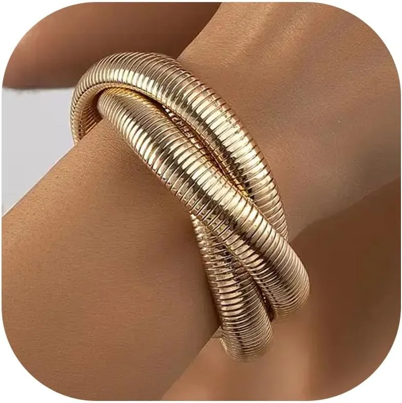 Long tiantian Gold Chunky Bracelets for Women Trendy Gold Bangles for Women Irregular Open Wide Wrist Cuff Bracelet Jewelry Gift 2025