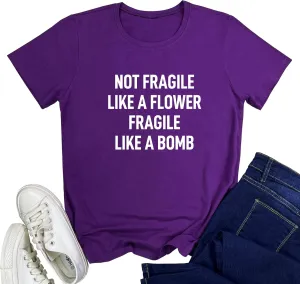 LOOKFACE Women Cute NOT Fragile Shirt Funny Letter Print Graphic Tees
