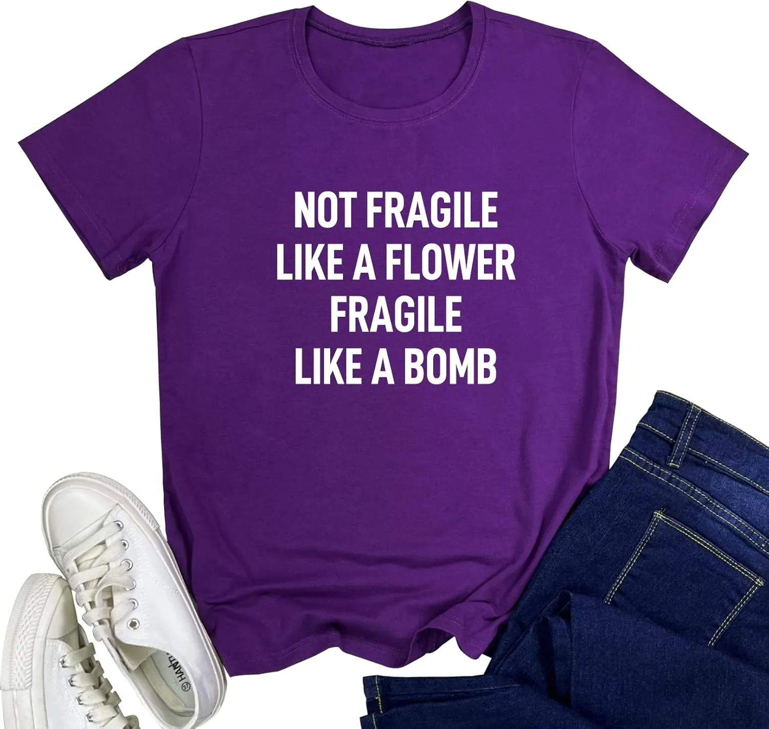 LOOKFACE Women Cute NOT Fragile Shirt Funny Letter Print Graphic Tees