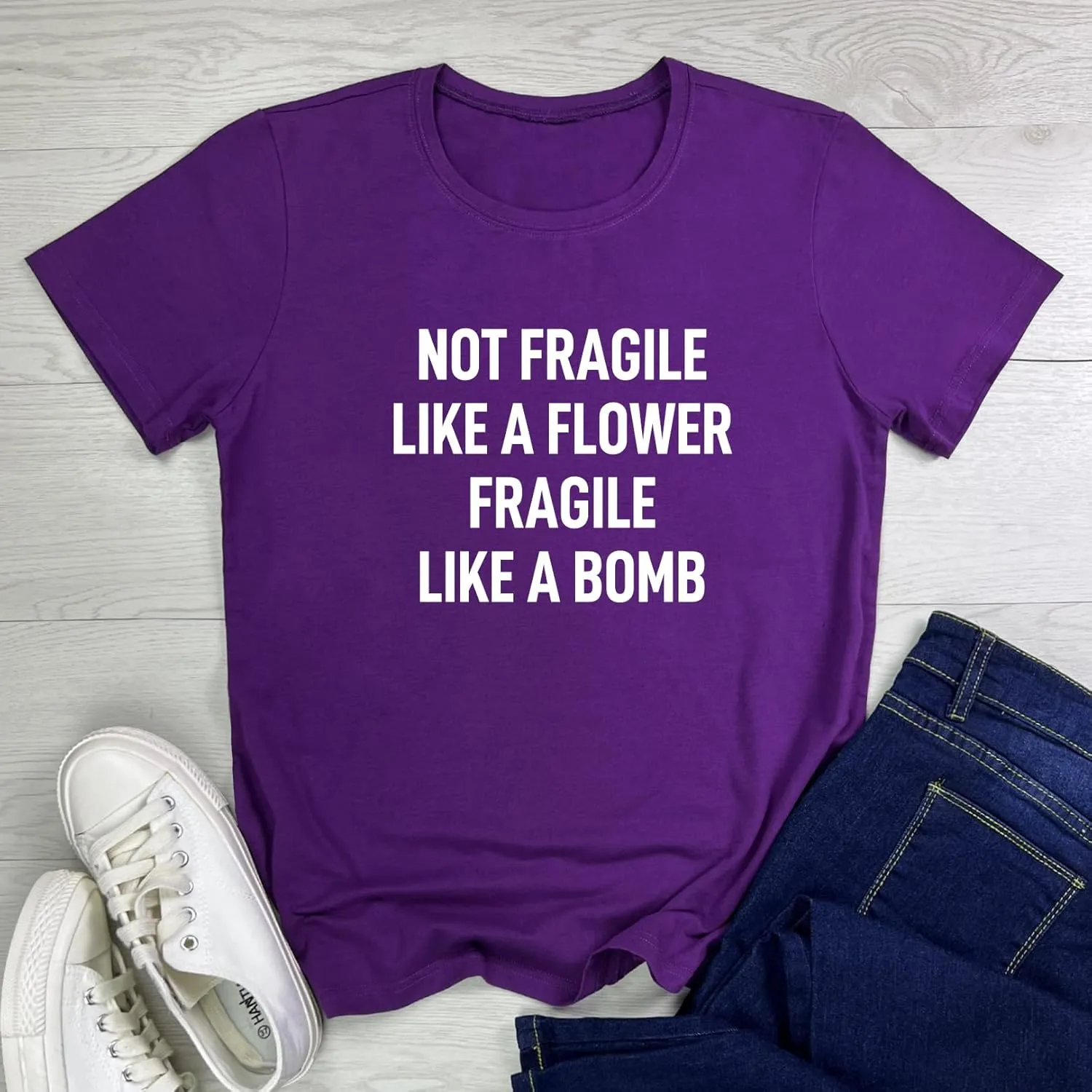 LOOKFACE Women Cute NOT Fragile Shirt Funny Letter Print Graphic Tees