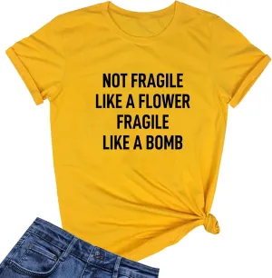 LOOKFACE Women Cute NOT Fragile Shirt Funny Letter Print Graphic Tees