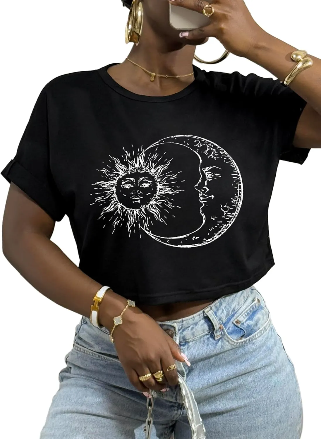 LovelyWholesale Women Graphic Crop Tops Baby Tee Summer Short Sleeve Tops New York T Shirt