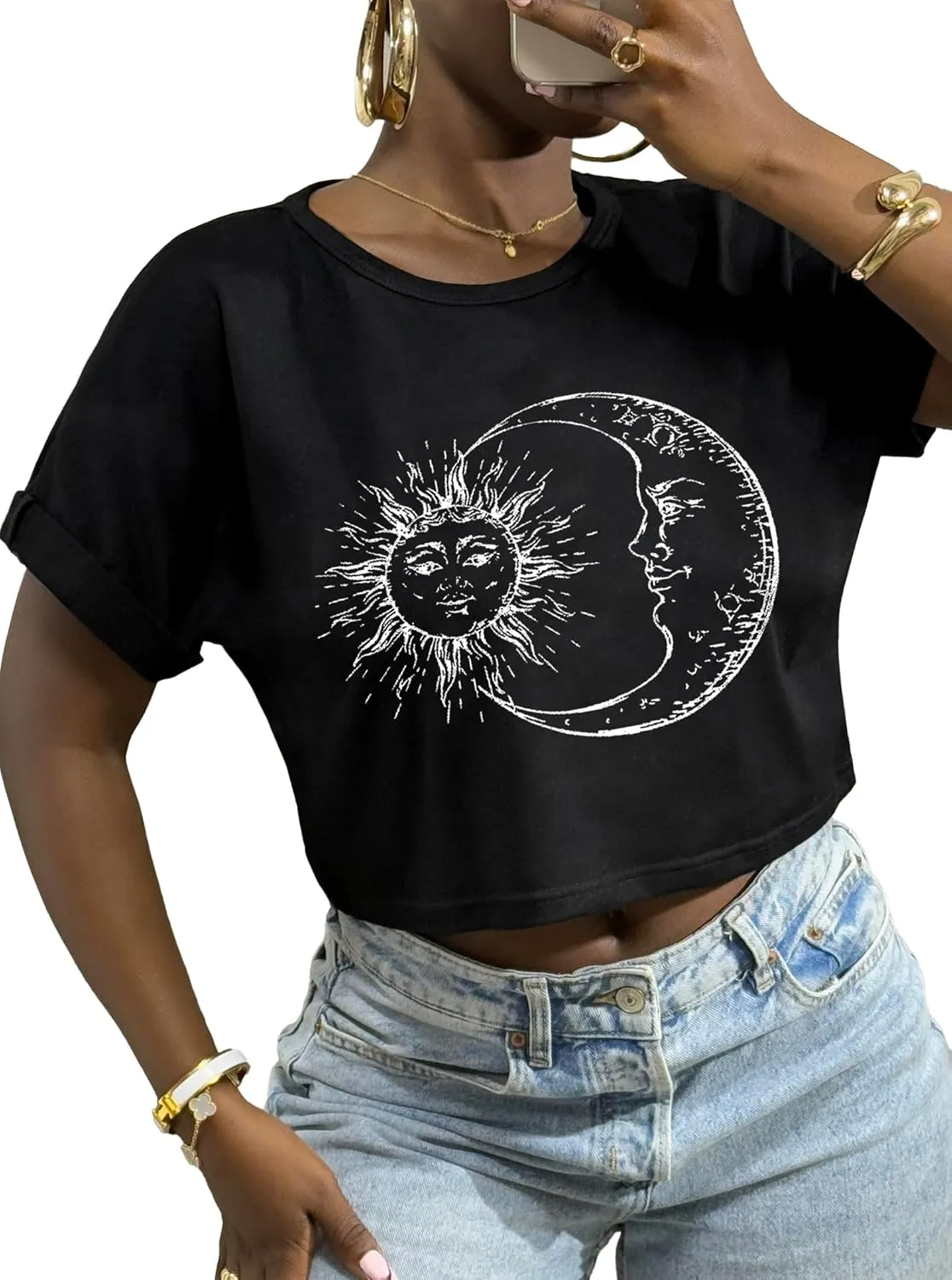 LovelyWholesale Women Graphic Crop Tops Baby Tee Summer Short Sleeve Tops New York T Shirt