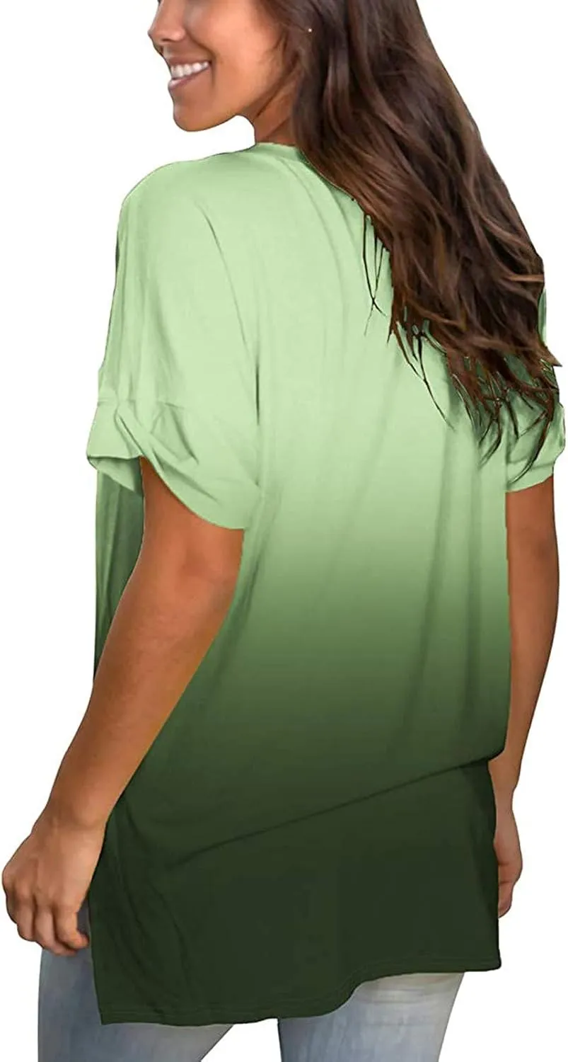 LRMQS Summer Tops for Women 2024 Plus Size Fashion Casual V Neck Short Sleeve T Shirts Comfy Trendy Ladies Blouse Tee