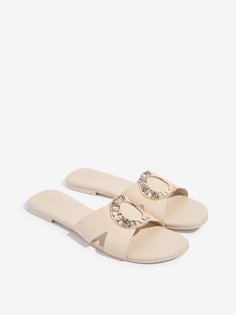 LUNA BLU Beige Hardware-Detailed Slides