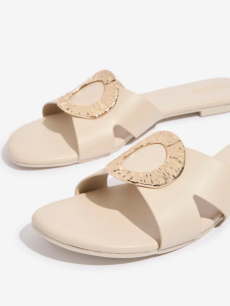 LUNA BLU Beige Hardware-Detailed Slides