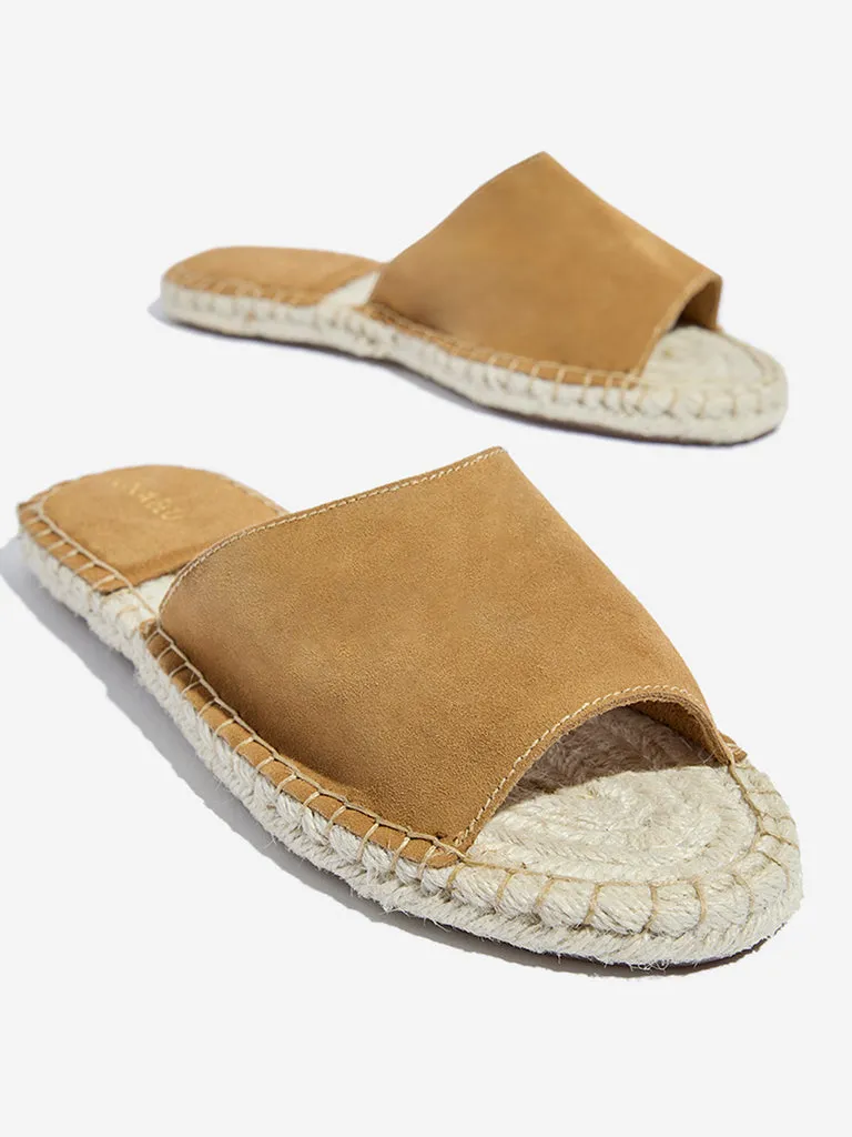 LUNA BLU Beige Suede Slides