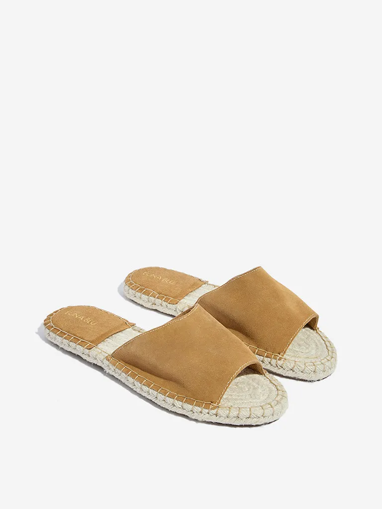 LUNA BLU Beige Suede Slides