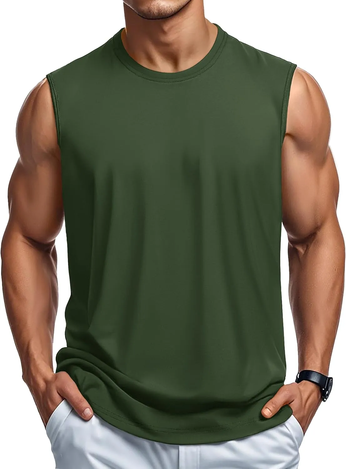 MAGCOMSEN Men's Tank Top Cotton Muscle Workout Gym Shirts Moisture Wicking Lightweight Summer Casual Sleeveless Shirts