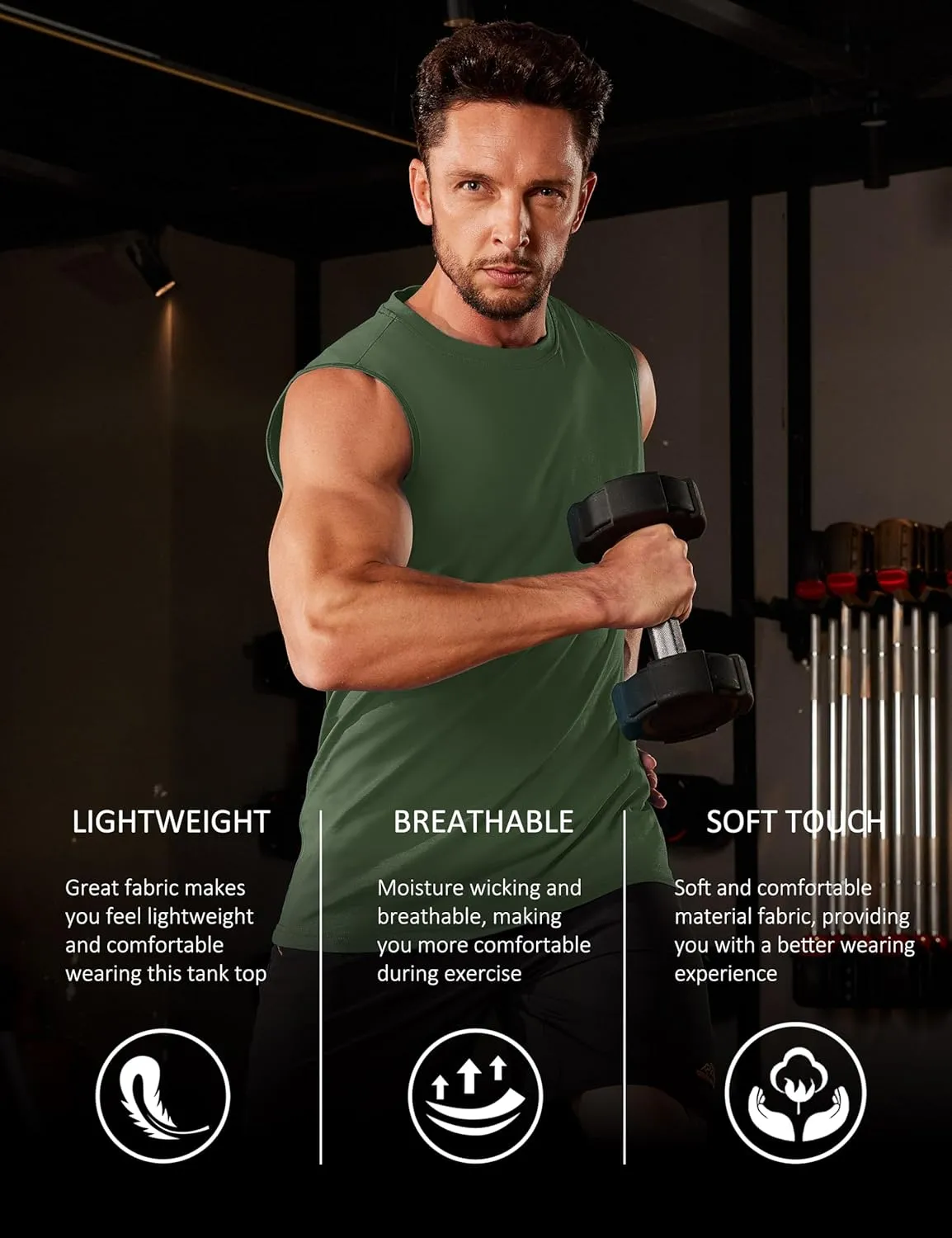 MAGCOMSEN Men's Tank Top Cotton Muscle Workout Gym Shirts Moisture Wicking Lightweight Summer Casual Sleeveless Shirts