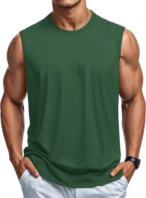 MAGCOMSEN Men's Tank Top Cotton Muscle Workout Gym Shirts Moisture Wicking Lightweight Summer Casual Sleeveless Shirts