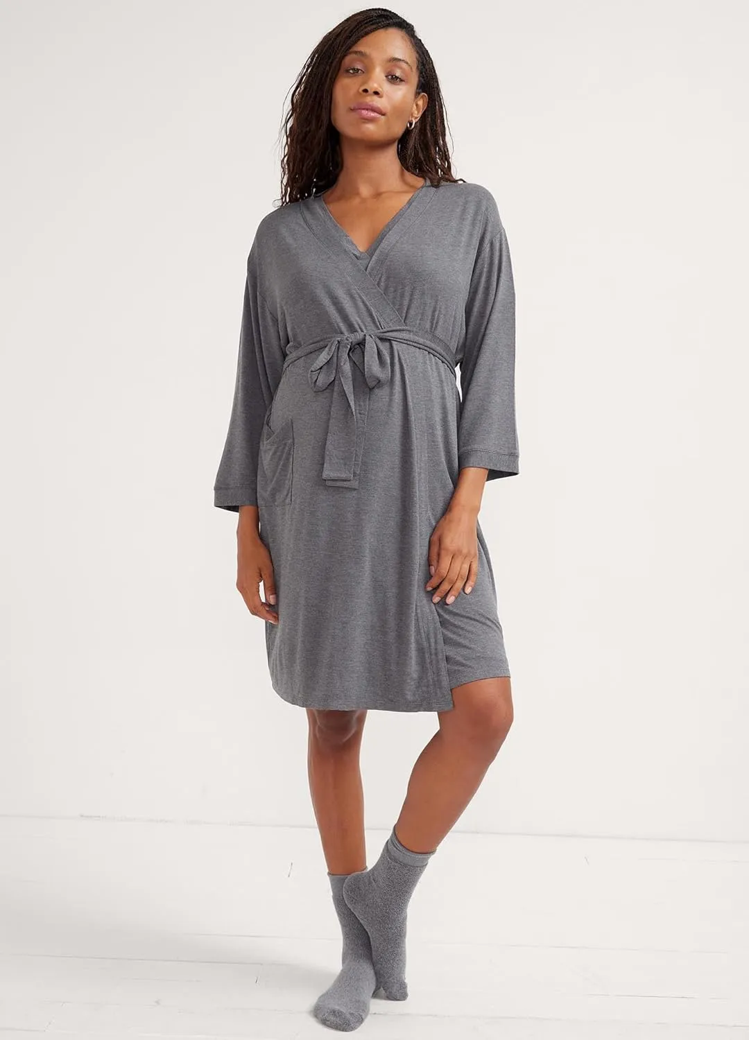 Maternity/Postpartum Hospital Gift Set| Hospital Essentials Post Baby Brief Underwear, Nursing Friendly Nightgown, Cozy Socks