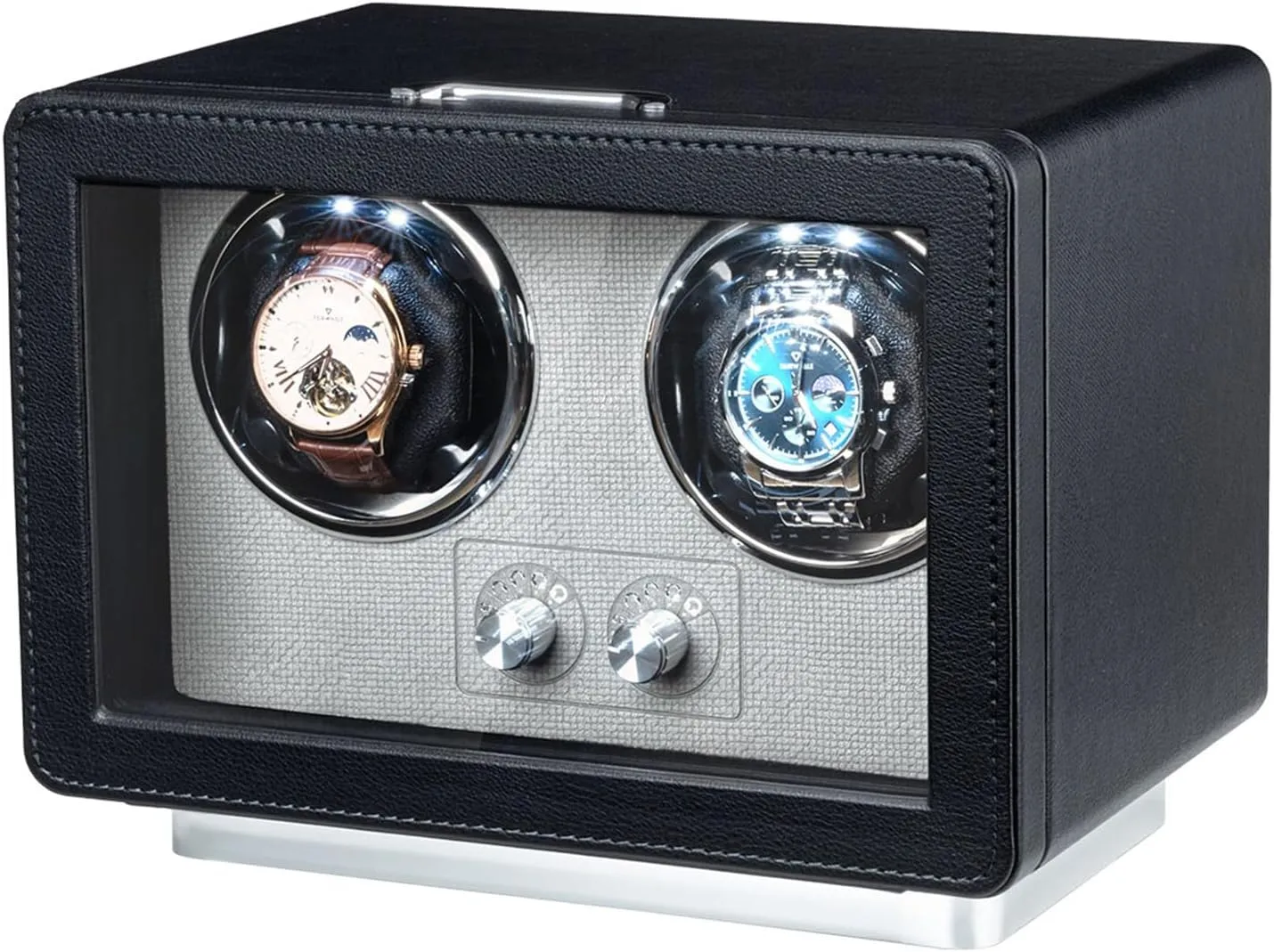 Mcbazel Watch Winder for Automatic Watches, Dual Watch Winder Box with LED Light, Super Quiet Motor, Gift for Man/Woman, Black