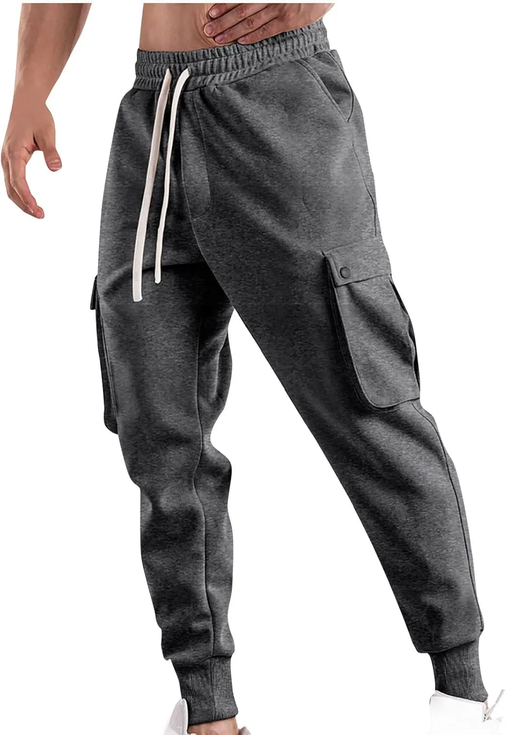 Men's Cargo Jogger Pants Athletic Joggers Sweatpants Drawstring Outdoor Hiking Pants with Multi Pockets