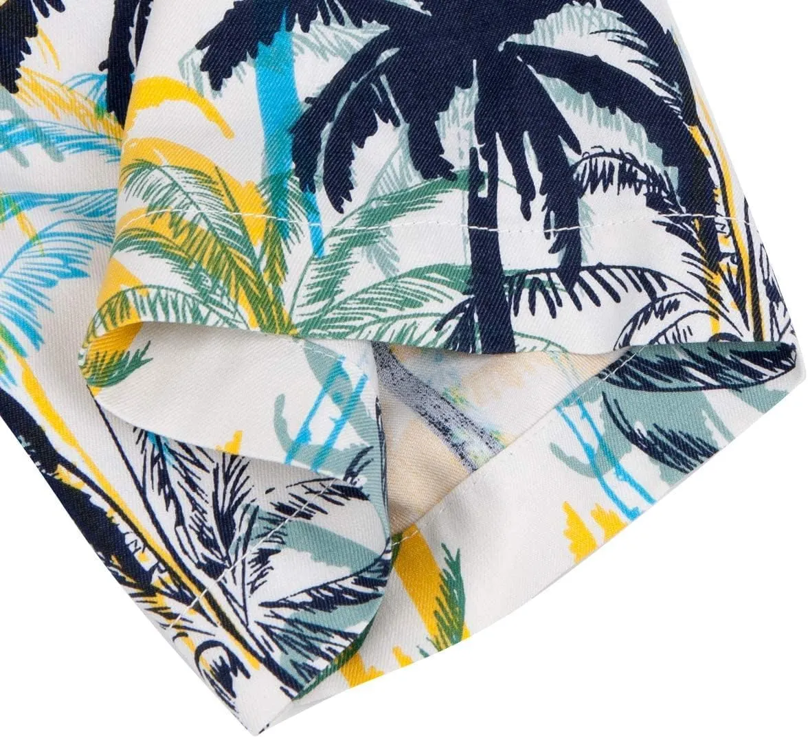 Mens Hawaiian Shirts Silk Short Sleeve Printed Beach Shirt Relaxed Fit Summer Tropical Shirts