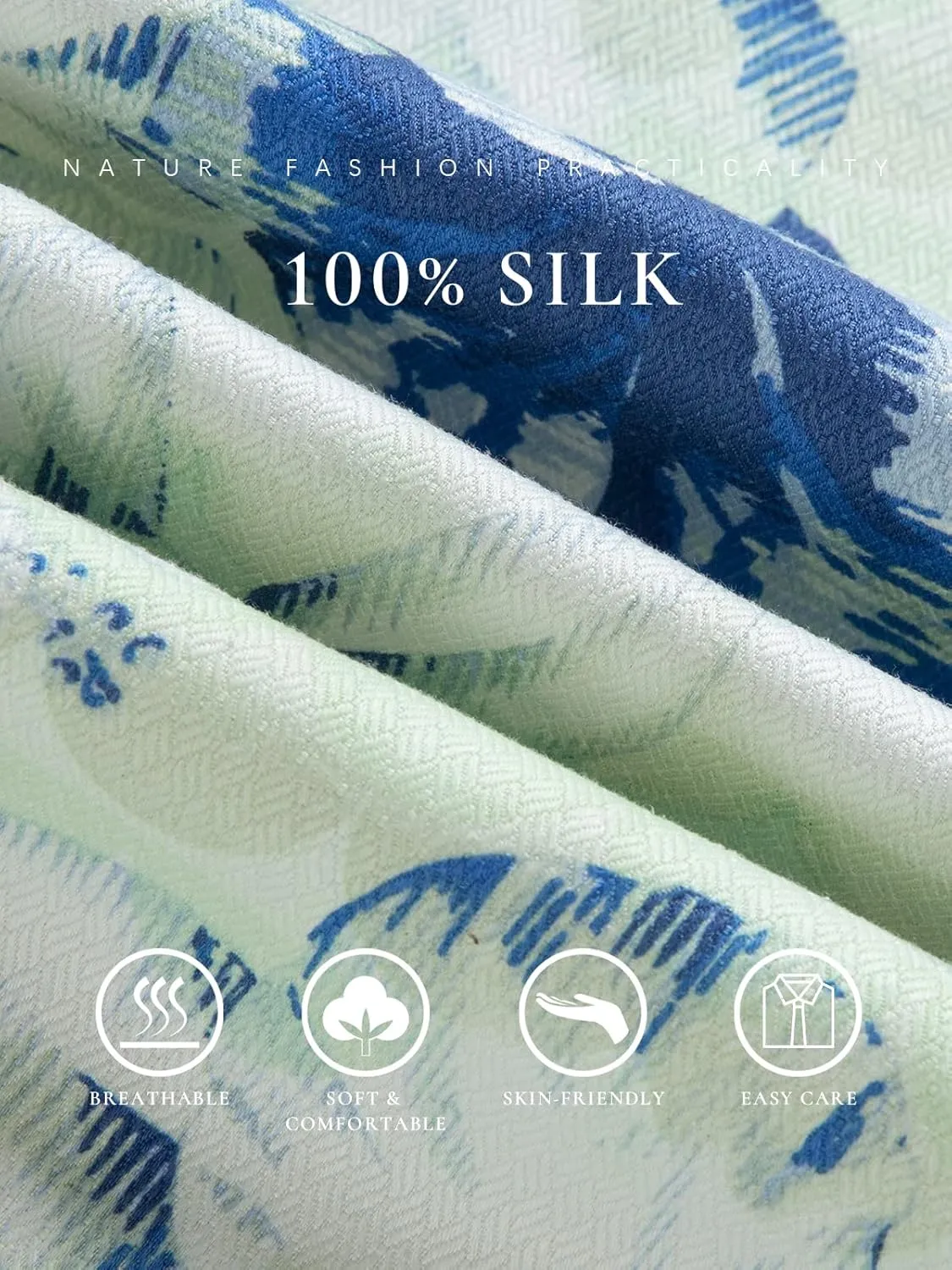 Mens Hawaiian Shirts Silk Short Sleeve Printed Beach Shirt Relaxed Fit Summer Tropical Shirts