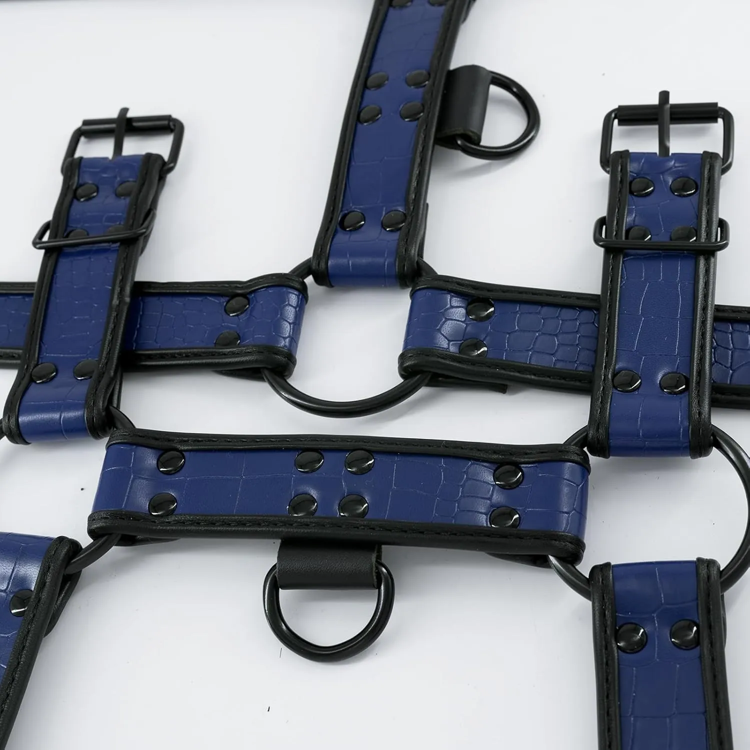 Men's PU Leather Body Harness with Crocodile Texture Suspenders Shoulder Belt
