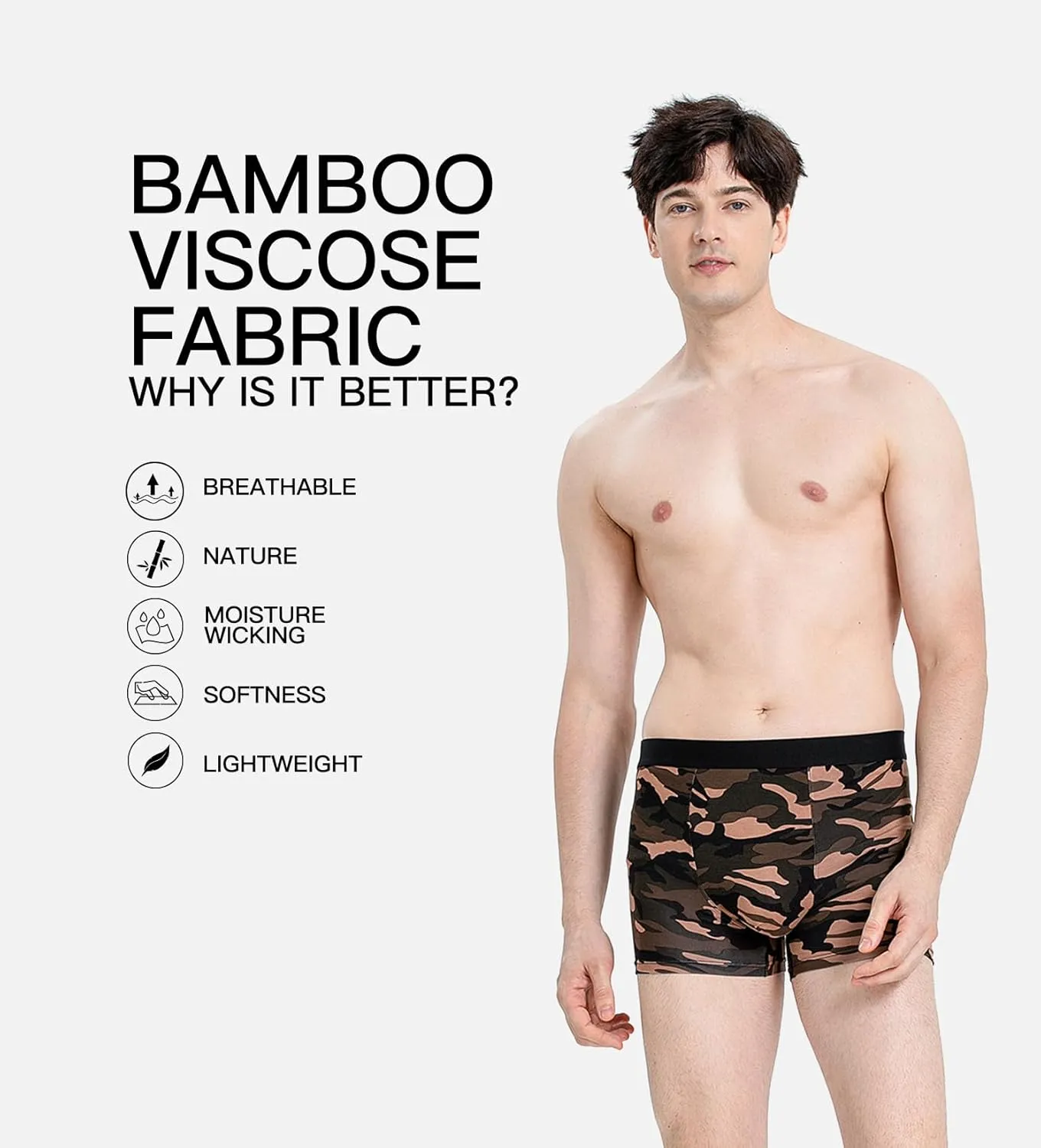 Men's Underwear Boxer Briefs Bamboo Viscose Trunks Soft Comfortable Multipack