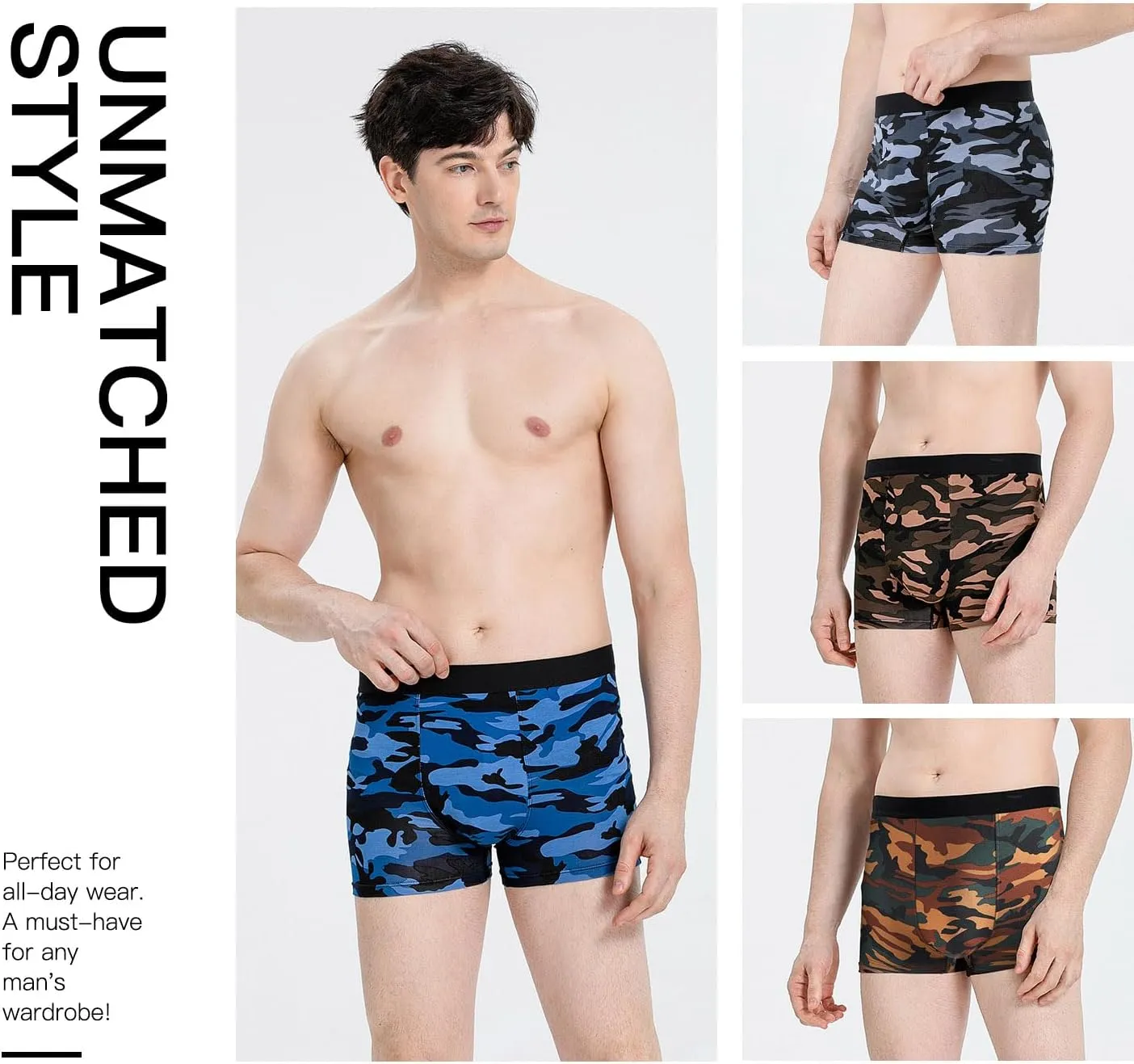 Men's Underwear Boxer Briefs Bamboo Viscose Trunks Soft Comfortable Multipack