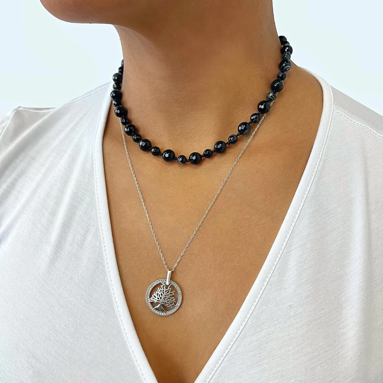 MGR MY GEMS ROCK! Beaded Semi Precious Stone Alternating Stone or Same Stone Collar or Choker Necklace for Wome, 14.50" Long with 3" Extender.