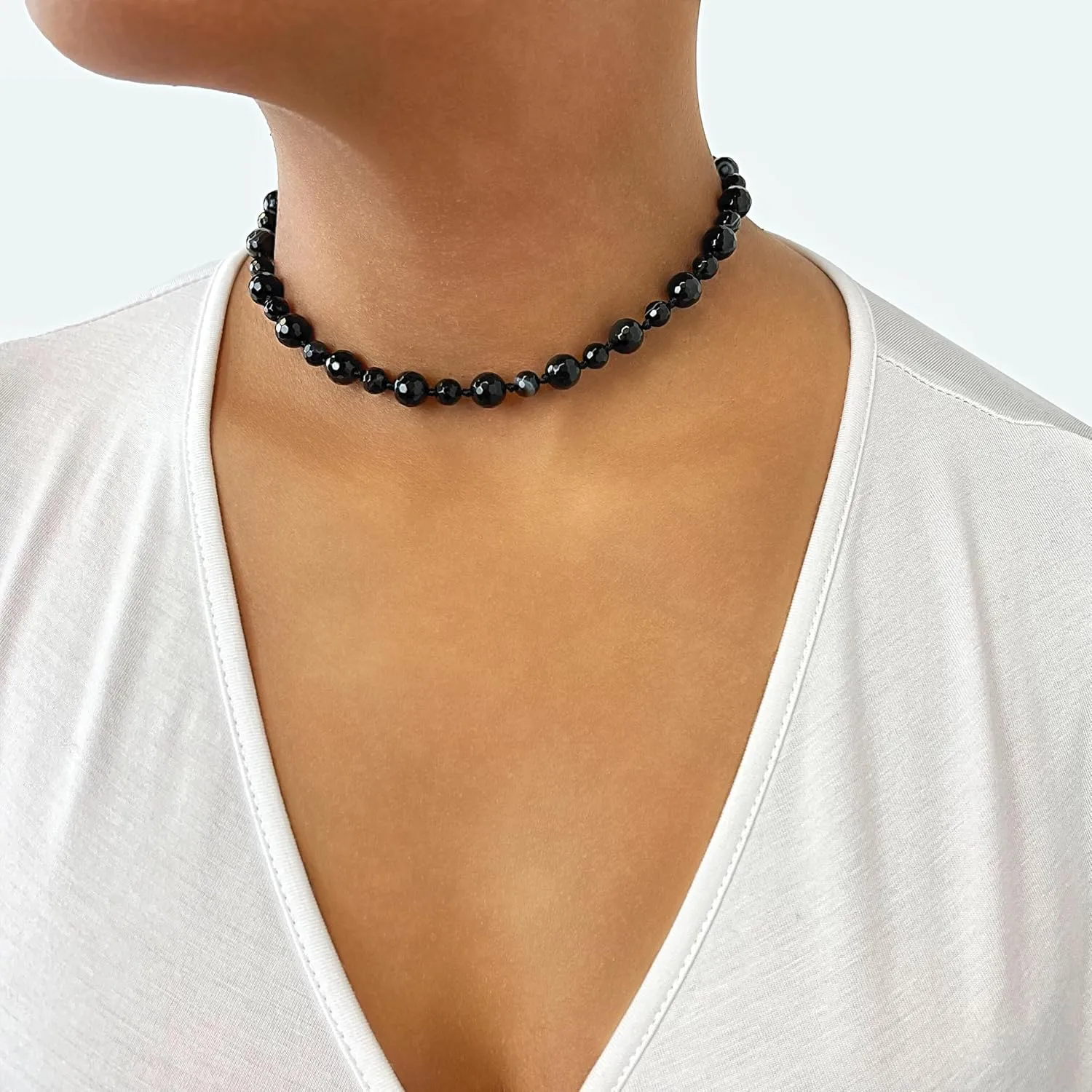 MGR MY GEMS ROCK! Beaded Semi Precious Stone Alternating Stone or Same Stone Collar or Choker Necklace for Wome, 14.50" Long with 3" Extender.