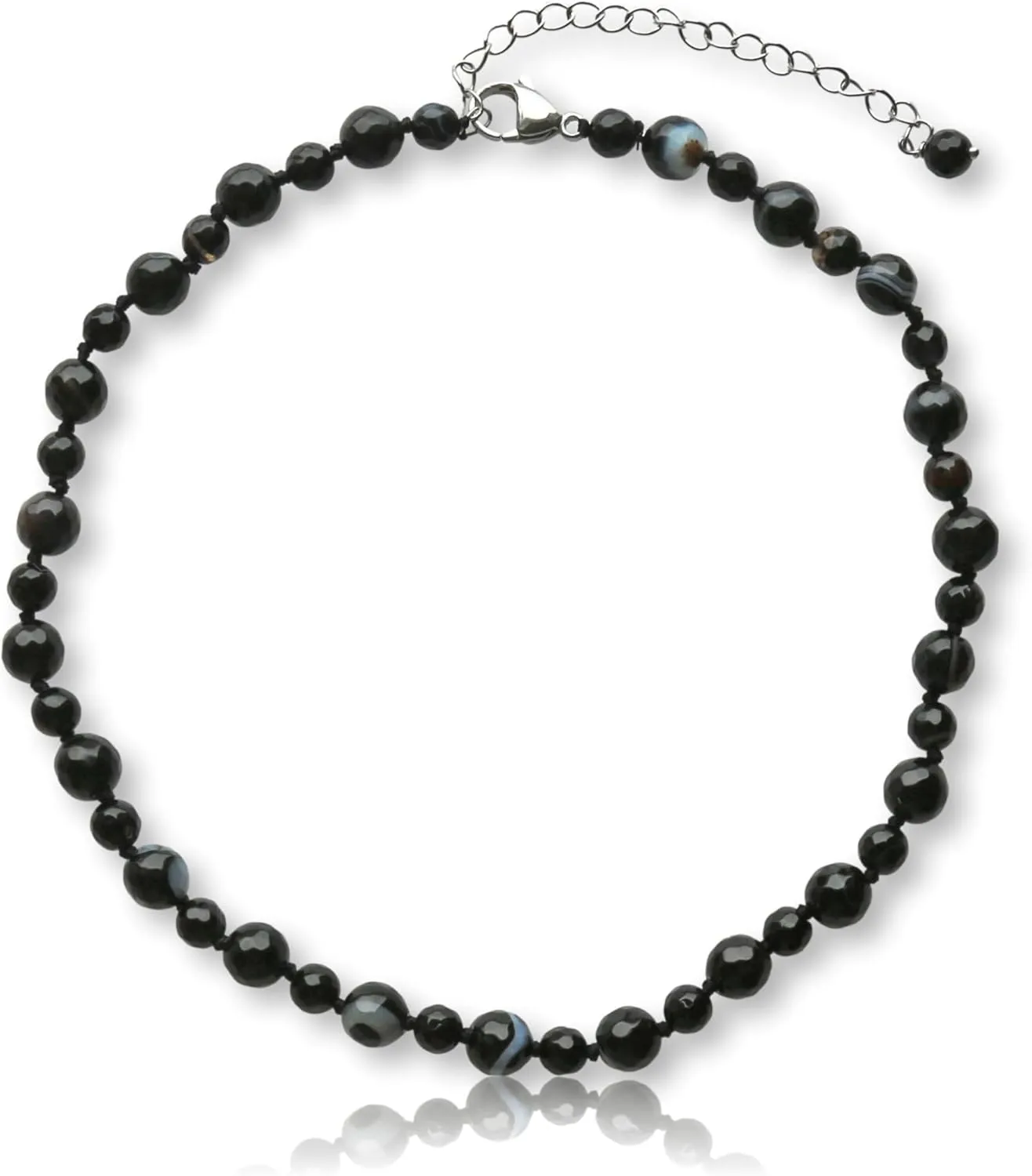 MGR MY GEMS ROCK! Beaded Semi Precious Stone Alternating Stone or Same Stone Collar or Choker Necklace for Wome, 14.50" Long with 3" Extender.