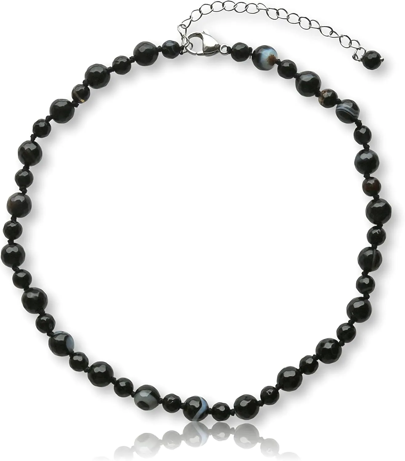 MGR MY GEMS ROCK! Beaded Semi Precious Stone Alternating Stone or Same Stone Collar or Choker Necklace for Wome, 14.50" Long with 3" Extender.