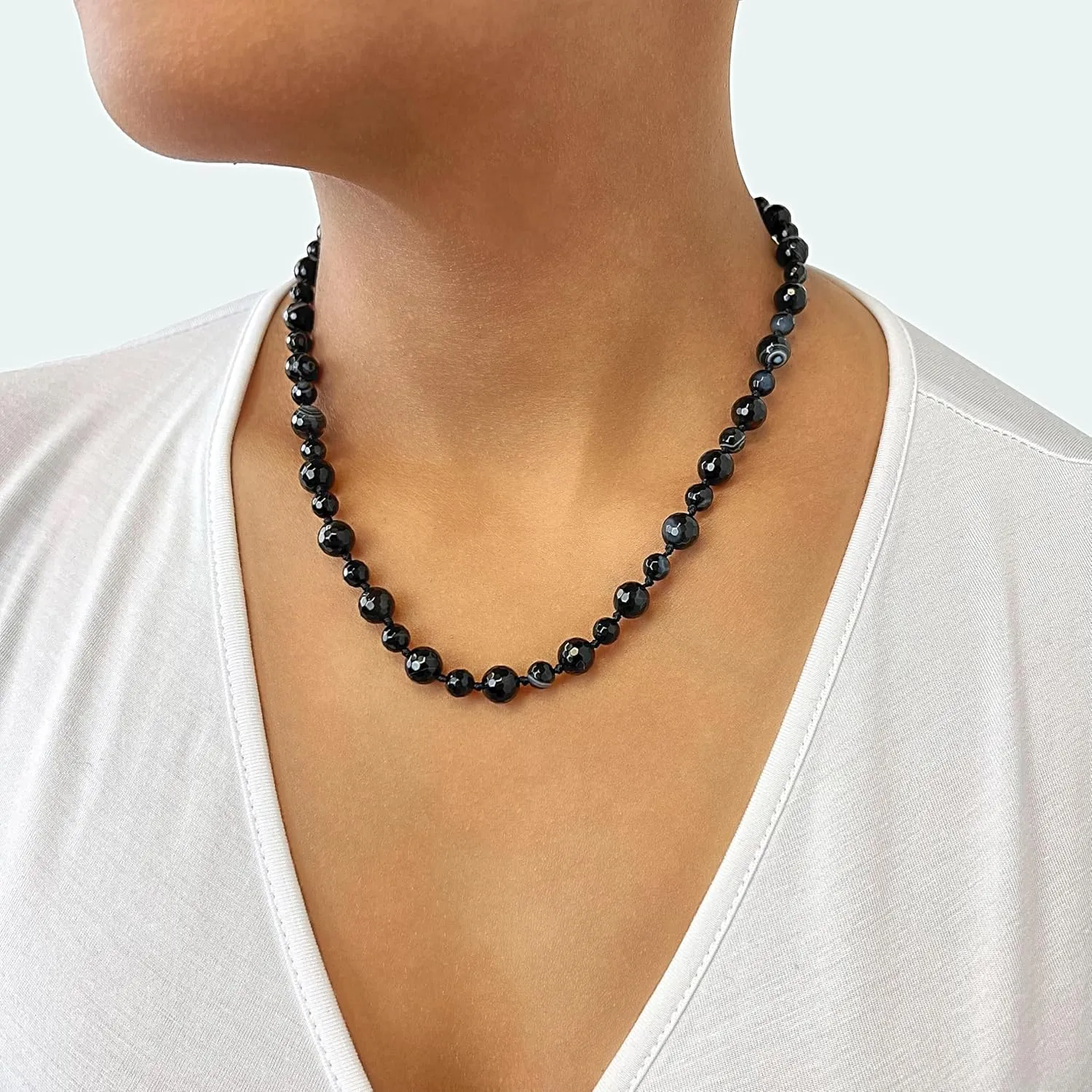 MGR MY GEMS ROCK! Beaded Semi Precious Stone Alternating Stone or Same Stone Collar or Choker Necklace for Wome, 14.50" Long with 3" Extender.