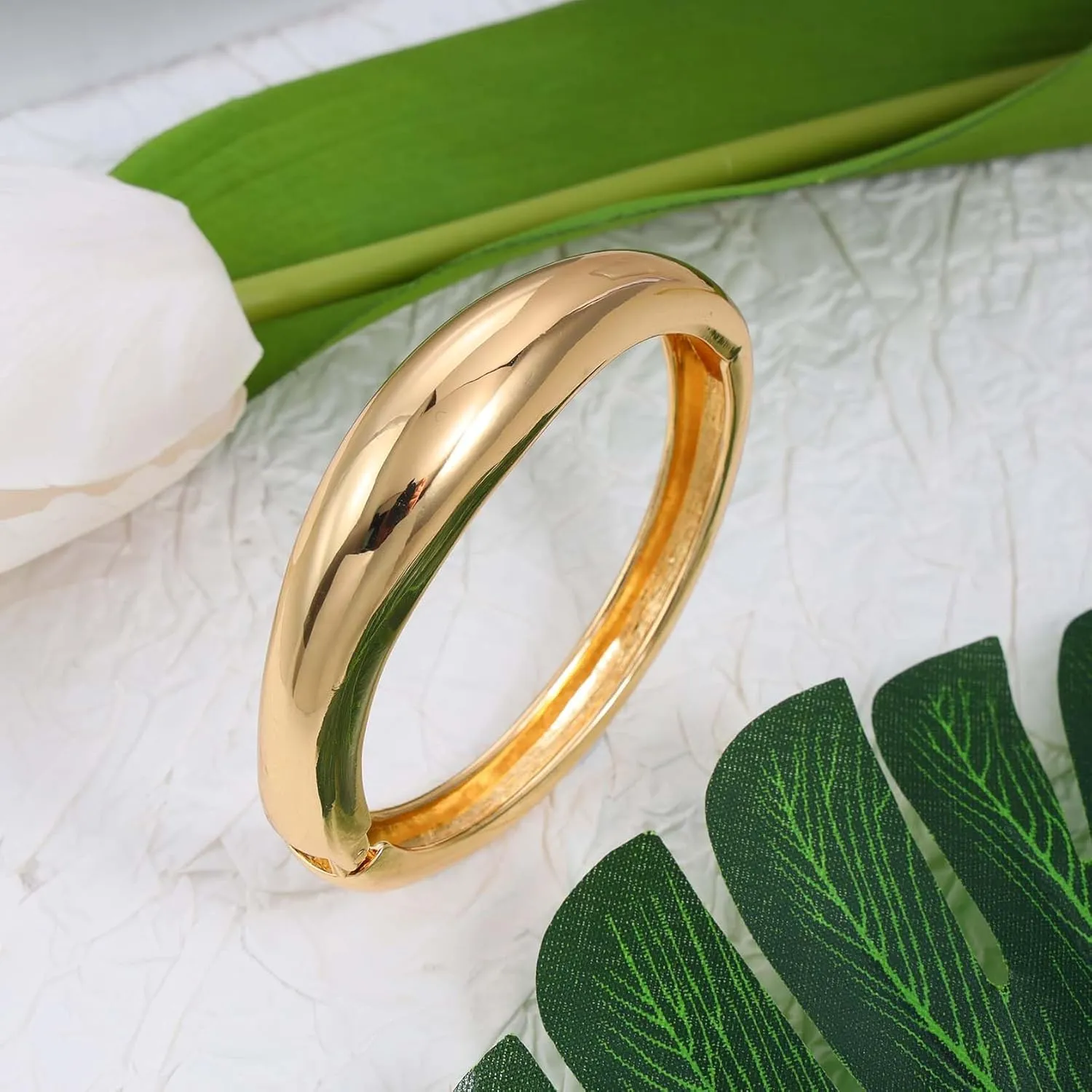 MILAKOO Chunky Bangle Irregular Minimalist Womens Bracelet Trendy Hinged Wide Thick Wrist Cuff